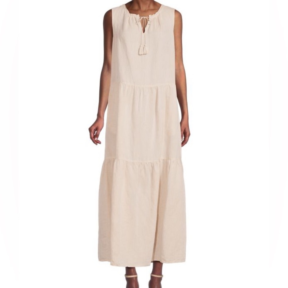 J. McLaughlin Christa Linen Cotton Tiered Maxi Shift Dress